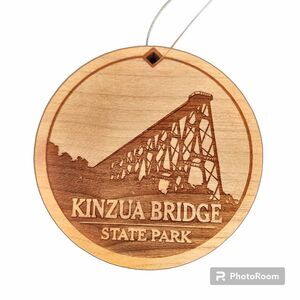 Kinzua Bridge State Park PA Wood Etched Medallion Ornament 2.75" Round Christmas